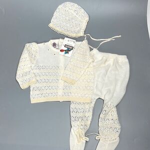 NWT Vintage RODES Cream Knit Baby Set 0-3 months